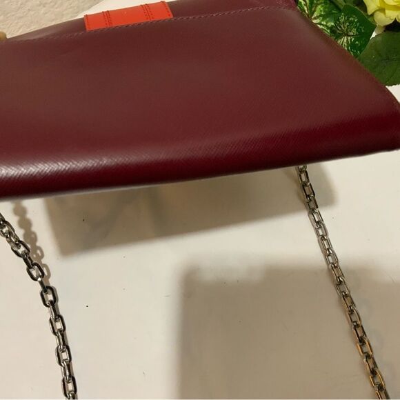 TORY BURCH Red orange Leather Robinson Chain Link Crossbody Wallet - Picture 11 of 16